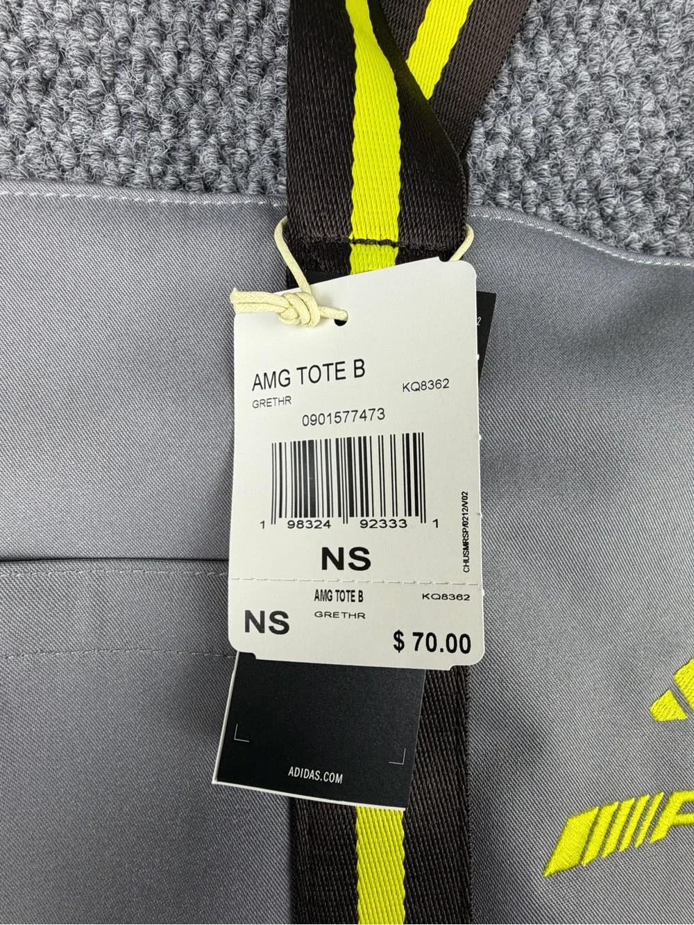 Adidas X Mercedes AMG Motorsports Tote Bag, Grey & Yellow * New With Tags